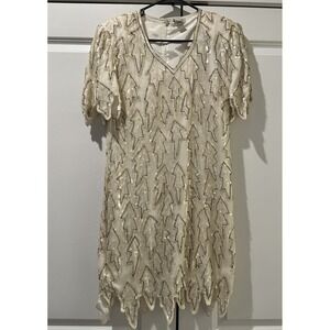 Vtg 1980s Silk SequinsDress Mark &‎ John By Gopal Sequined Gown Size S